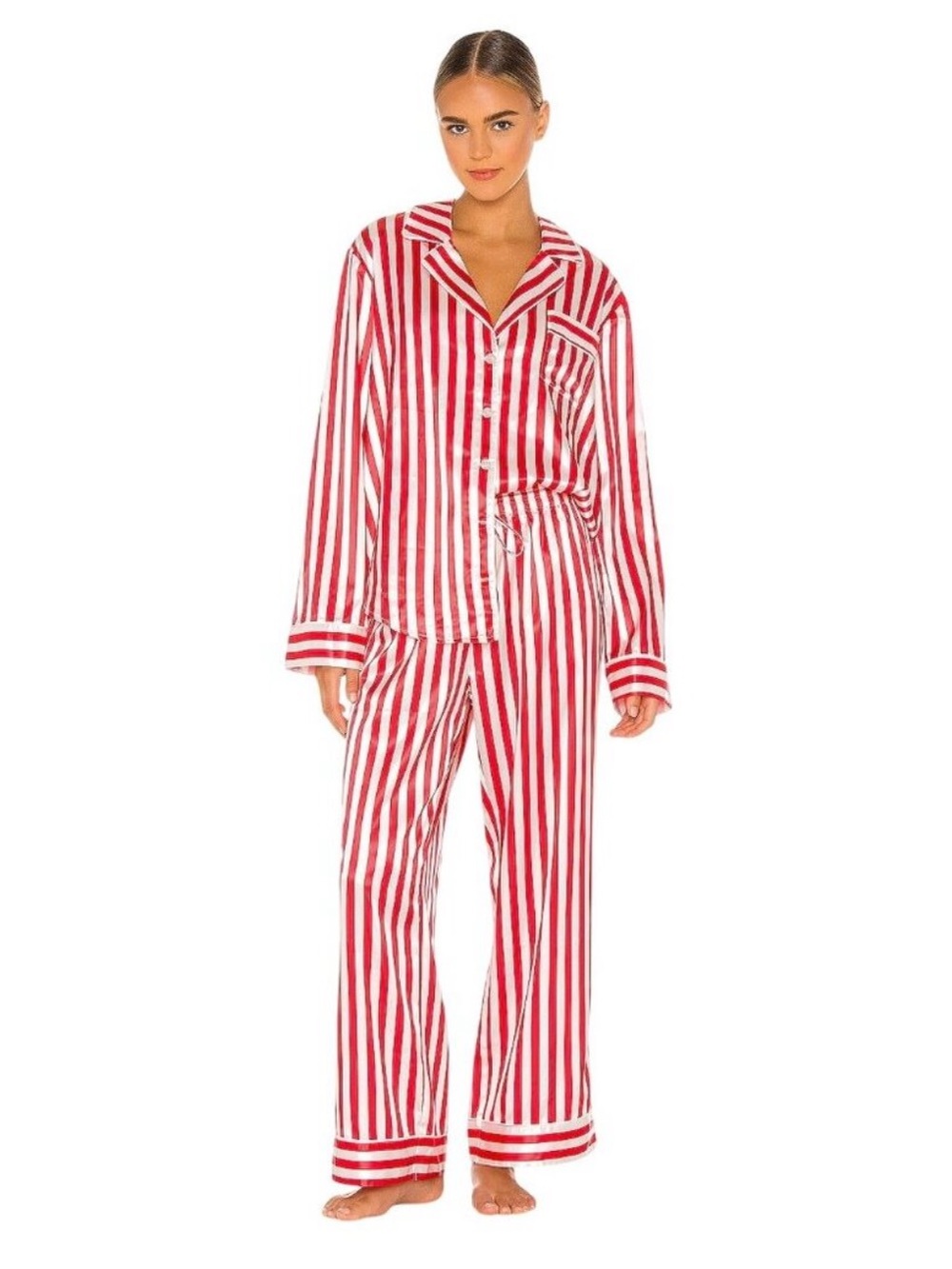 Show Me Your Mumu Classic PJ Set in Peppermint Stripe Satin Pajamas